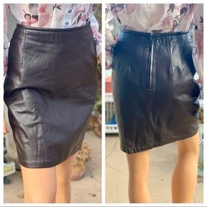 HUGO BUSCATI “MILANO” Brown Leather Pencil Mini Skirt